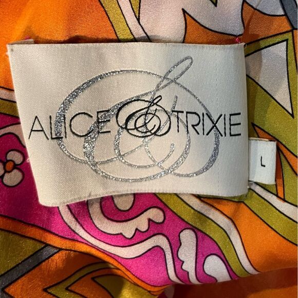 Alice & Trixie Silk Sleeveless Orange/Pink Boho Blouse Size Large - Picture 4 of 7